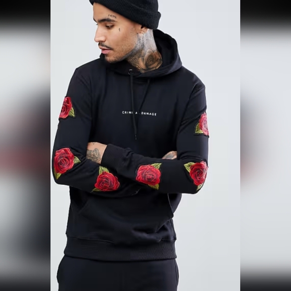 Criminal Damage River Island Rose hoodie unisex men's L - Picture 2 of 10